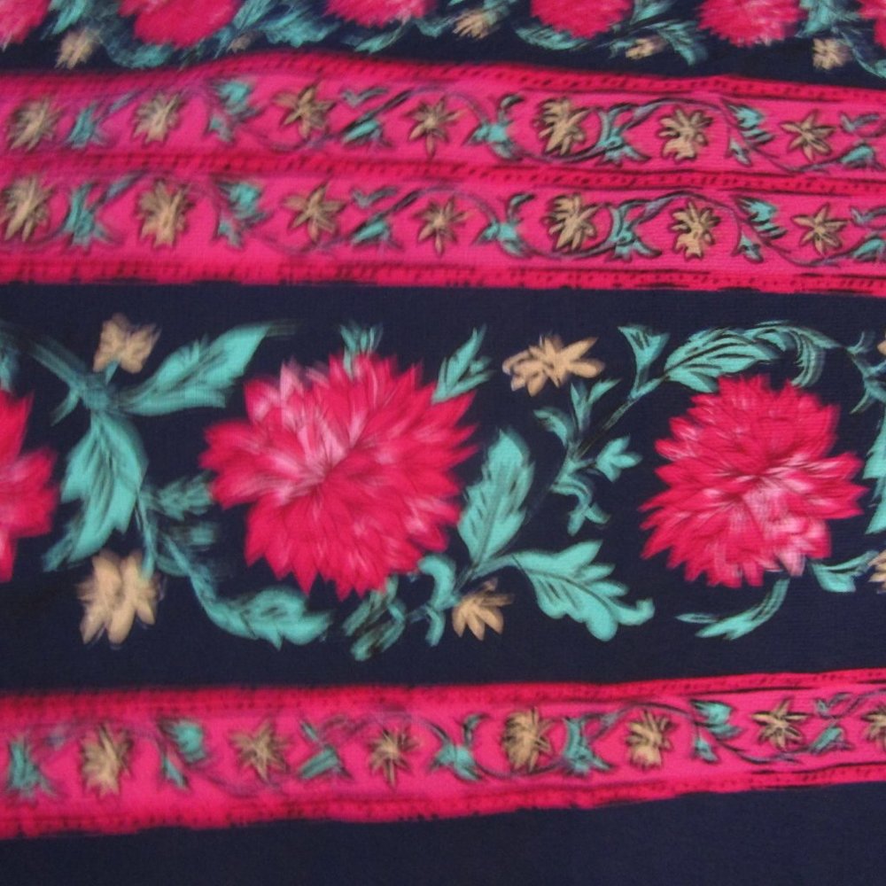 Floral Maxi Halter Racer Dress Fuchsia Navy Blue Crepe - Picture 8 of 10